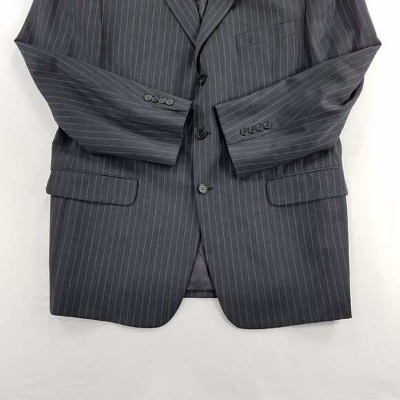 Coppley Suit Gray Pinstripe 2-Pc 44R 38x30.5 Bill Paul Pure Wool Blazer Jacket - Picture 3 of 8